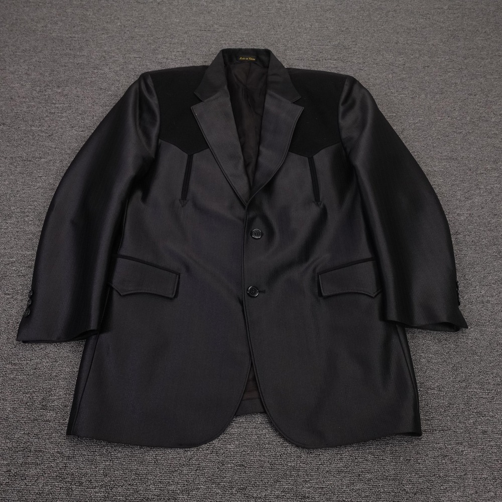 Circle S Suit Jacket Mens 44 Long Black Western Yoke 2 Button Cowboy Formal